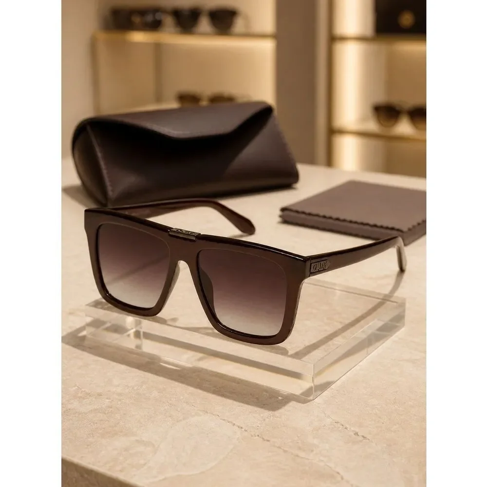 NWT QUAY Prescription Sunglasses “Name Drop” Chocolate Frame/ Dark Choc Lens